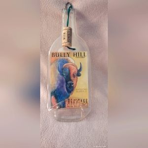 Bully Hill Vineyards Vintage Flat Glass Wine Bottle With Cork Hanging Hook Rare